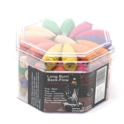 Long Backflow Incense Cones - Assorted Fragrances - 30 mins Burning time - Vivid Aromas UK