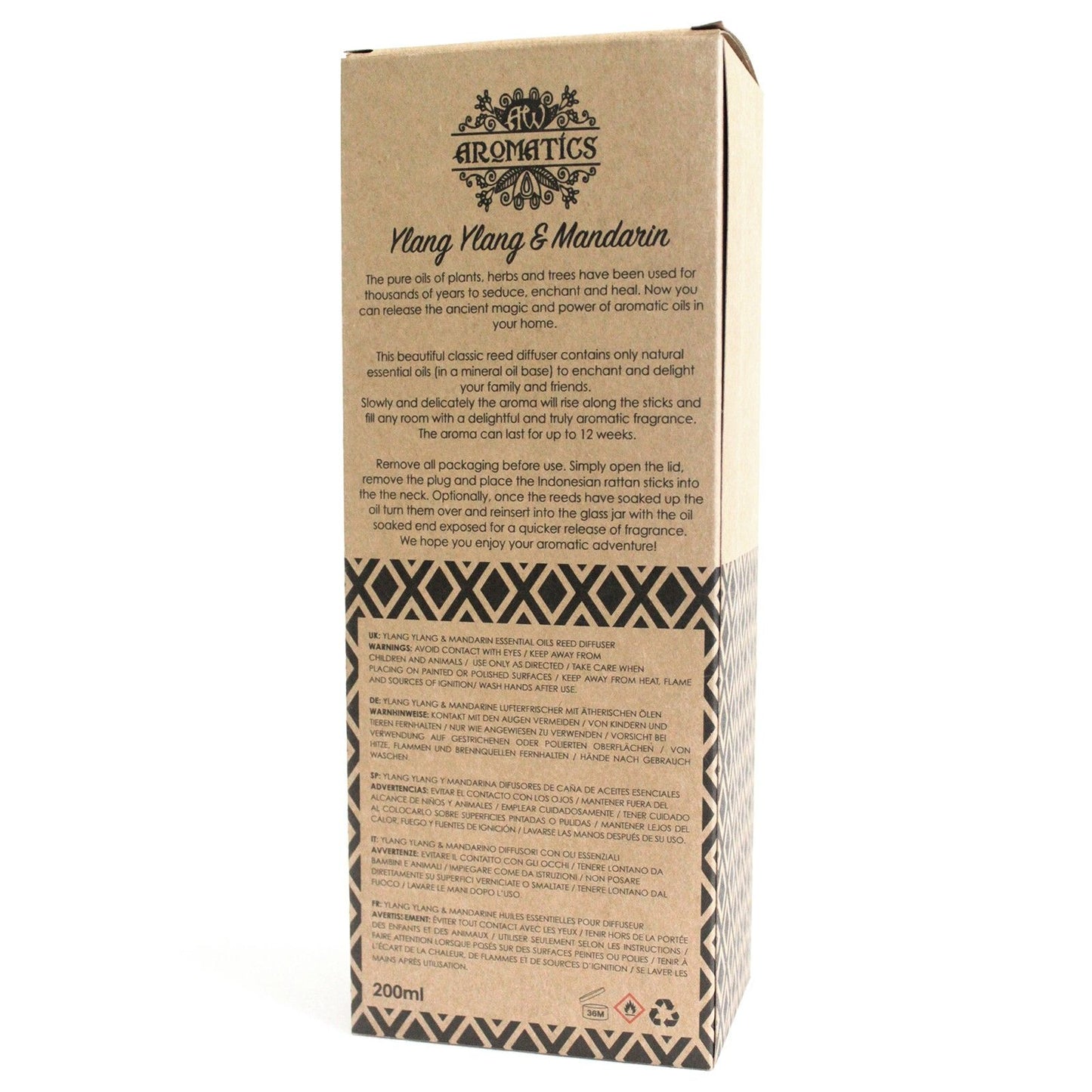 200ml Ylang Ylang & Mandarin Essential Oil Reed Diffuser - Vivid Aromas UK