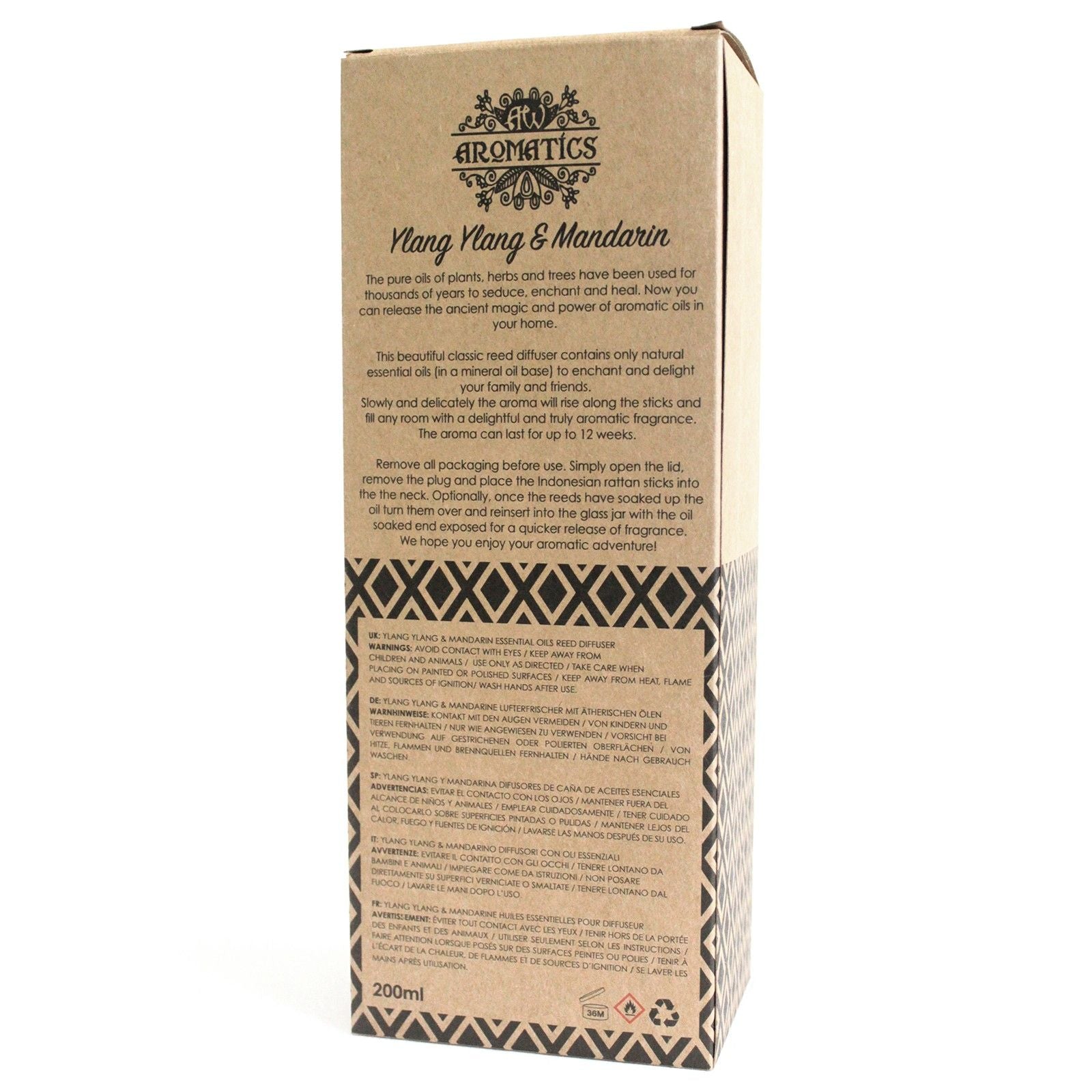 200ml Ylang Ylang & Mandarin Essential Oil Reed Diffuser - Vivid Aromas UK