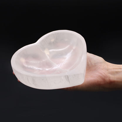 Selenite Heart Bowl - 15cm - Vivid Aromas UK