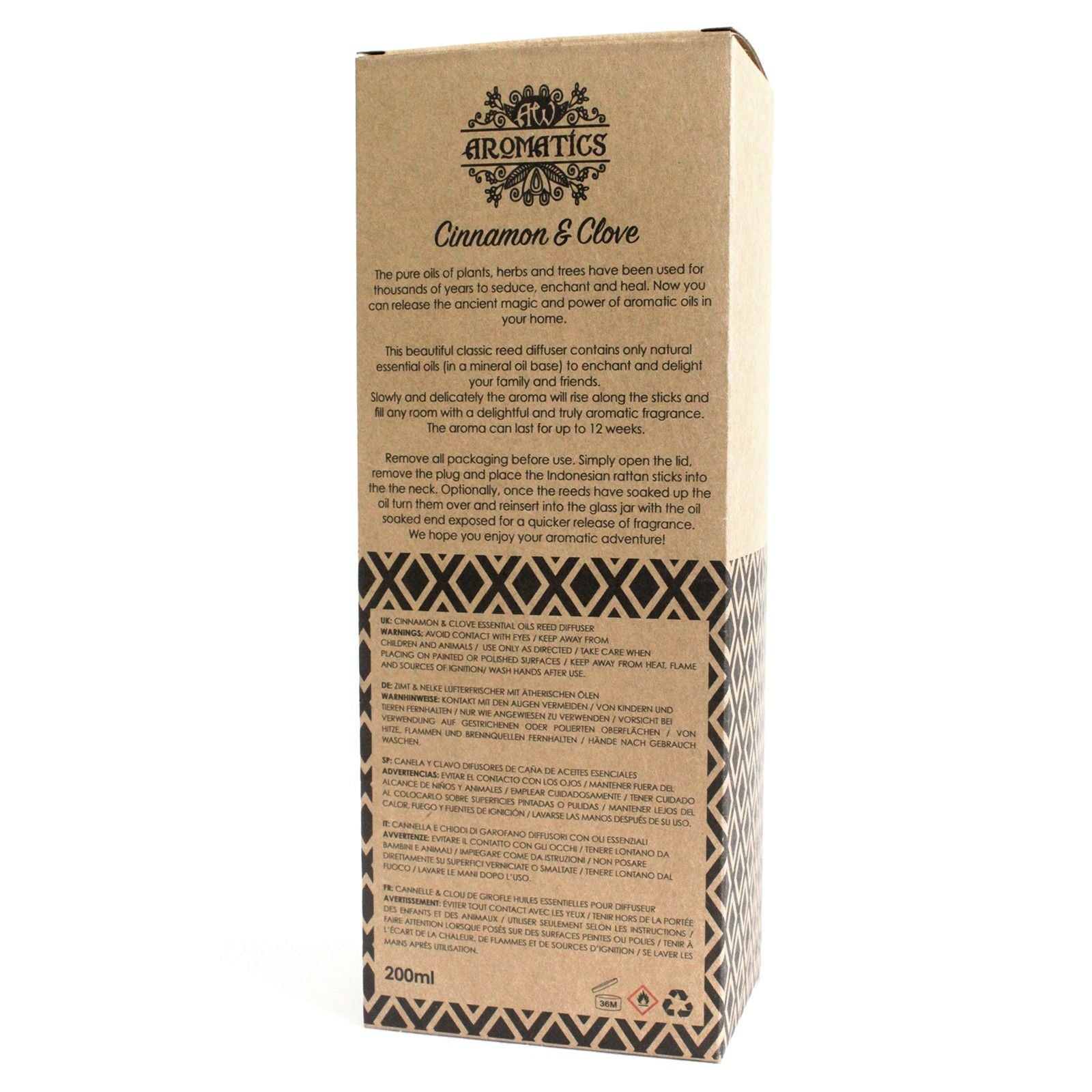 200ml Cinnamon & Clove Essential Oil Reed Diffuser - Vivid Aromas UK