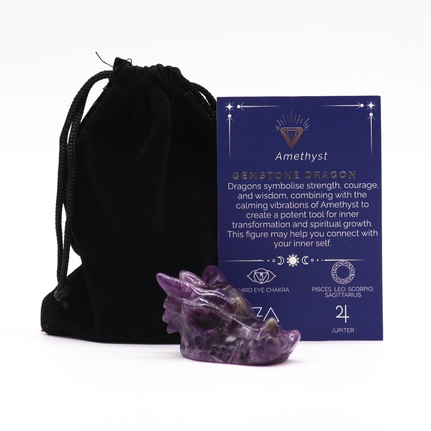 Gemstone Small Dragon Head- Amethyst - Vivid Aromas UK