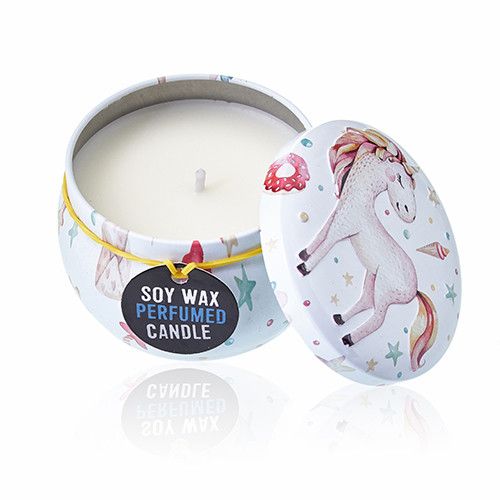 Art Tin Candle - Assorted Design - Unicorns - Moonstone - Vivid Aromas UK