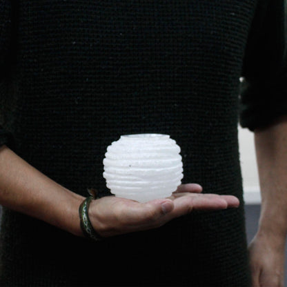 Selenite Snowball Candle Holder - 8 cm - Vivid Aromas UK