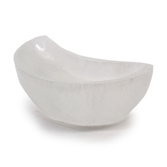 Selenite Moon Bowl - 10cm - Vivid Aromas UK