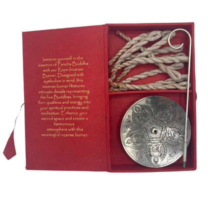 Rope Incense and Silver Plated Holder Set - Pancha Buddha - Vivid Aromas UK