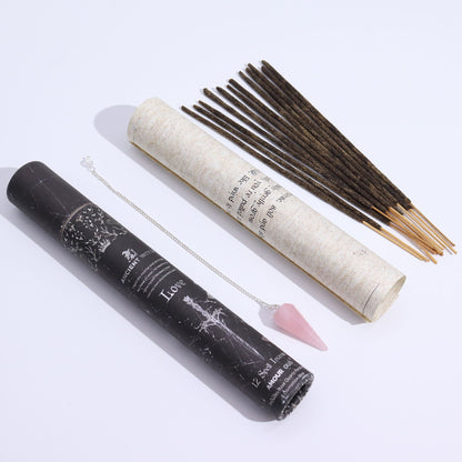 Ancient Witch Spell Incense - Love - Rose Quartz Pendulum - Vivid Aromas UK