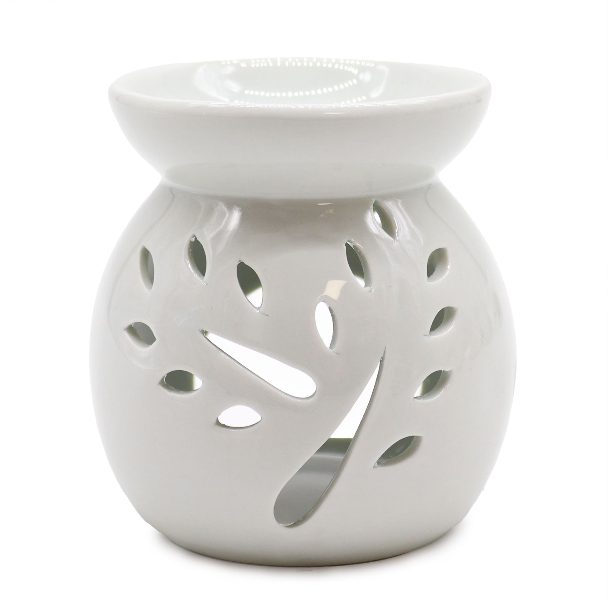 Lrg Classic White Oil Burner - Tree Cut-out - Vivid Aromas UK