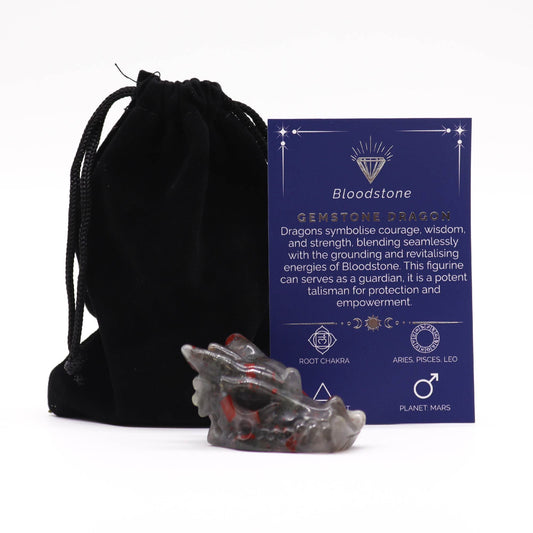 Gemstone Small Dragon Head- Bloodstone - Vivid Aromas UK