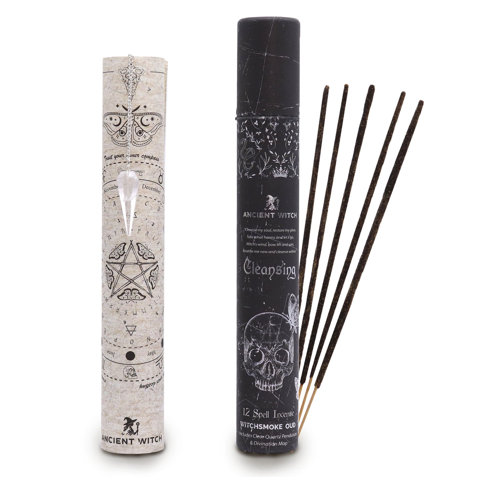 Ancient Witch Spell Incense - Cleansing - Rock Crystal Pendulum - Vivid Aromas UK