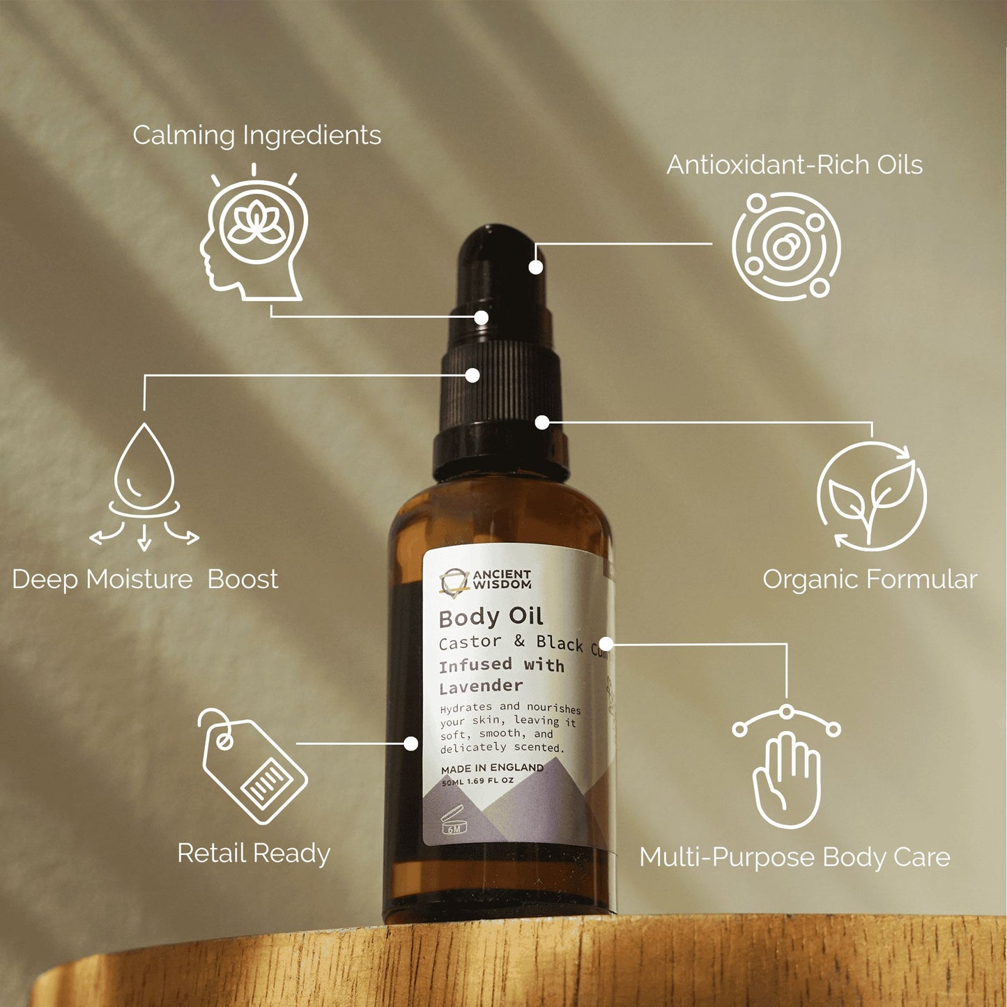 Organic Body Oil 50ml - Lavender - Vivid Aromas UK