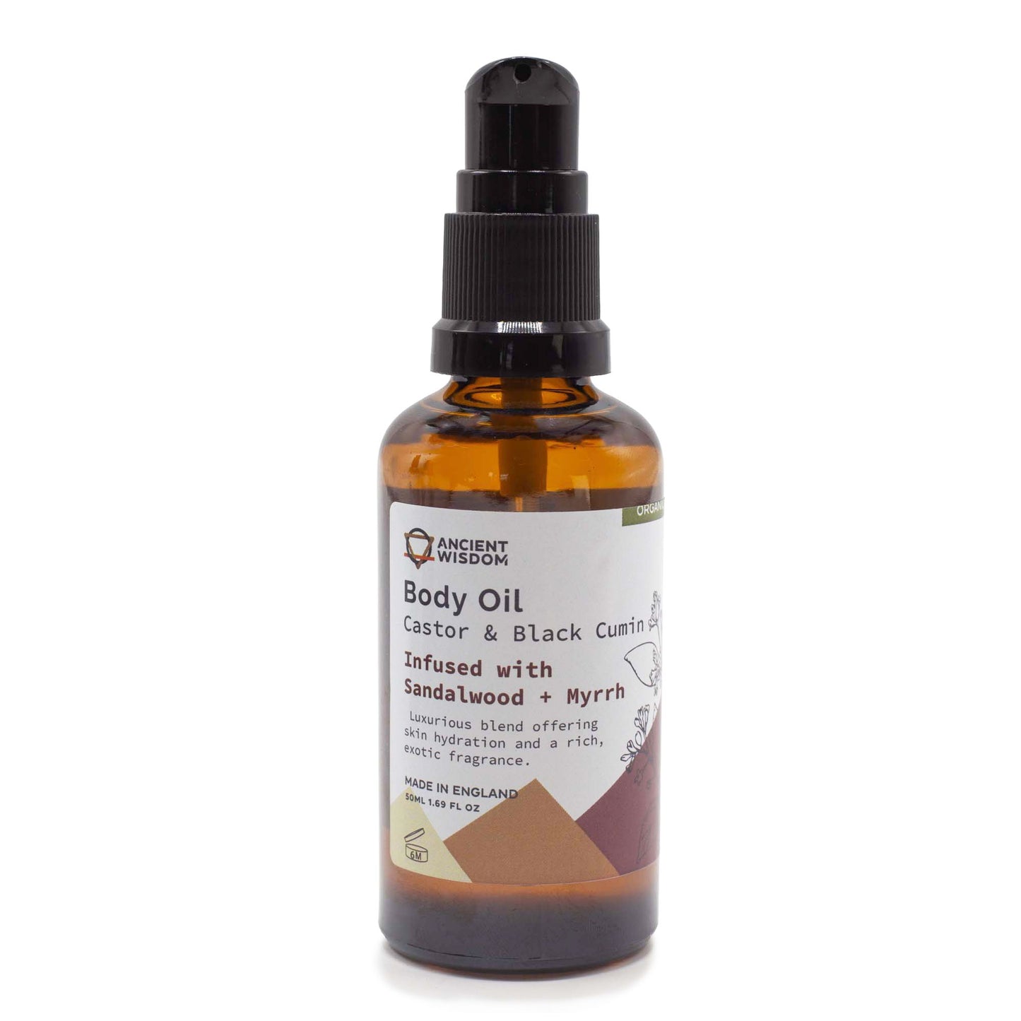 Organic Body Oil 50ml - Sandalwood & Myrrh - Vivid Aromas UK