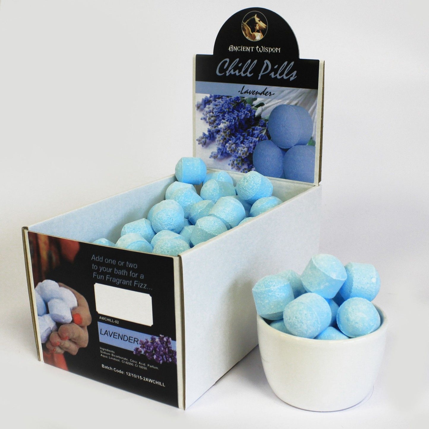 1.3Kg Box of Chill Pills (Mini Bath Bombs) - Lavender - Vivid Aromas UK