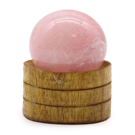 Gemstone Sphere 40mm - Rose Quartz with Stand - Vivid Aromas UK