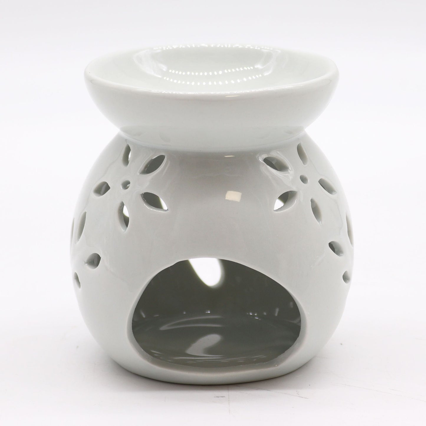 Lrg Classic White Oil Burner - Tree Cut-out - Vivid Aromas UK