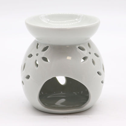 Lrg Classic White Oil Burner - Tree Cut-out - Vivid Aromas UK