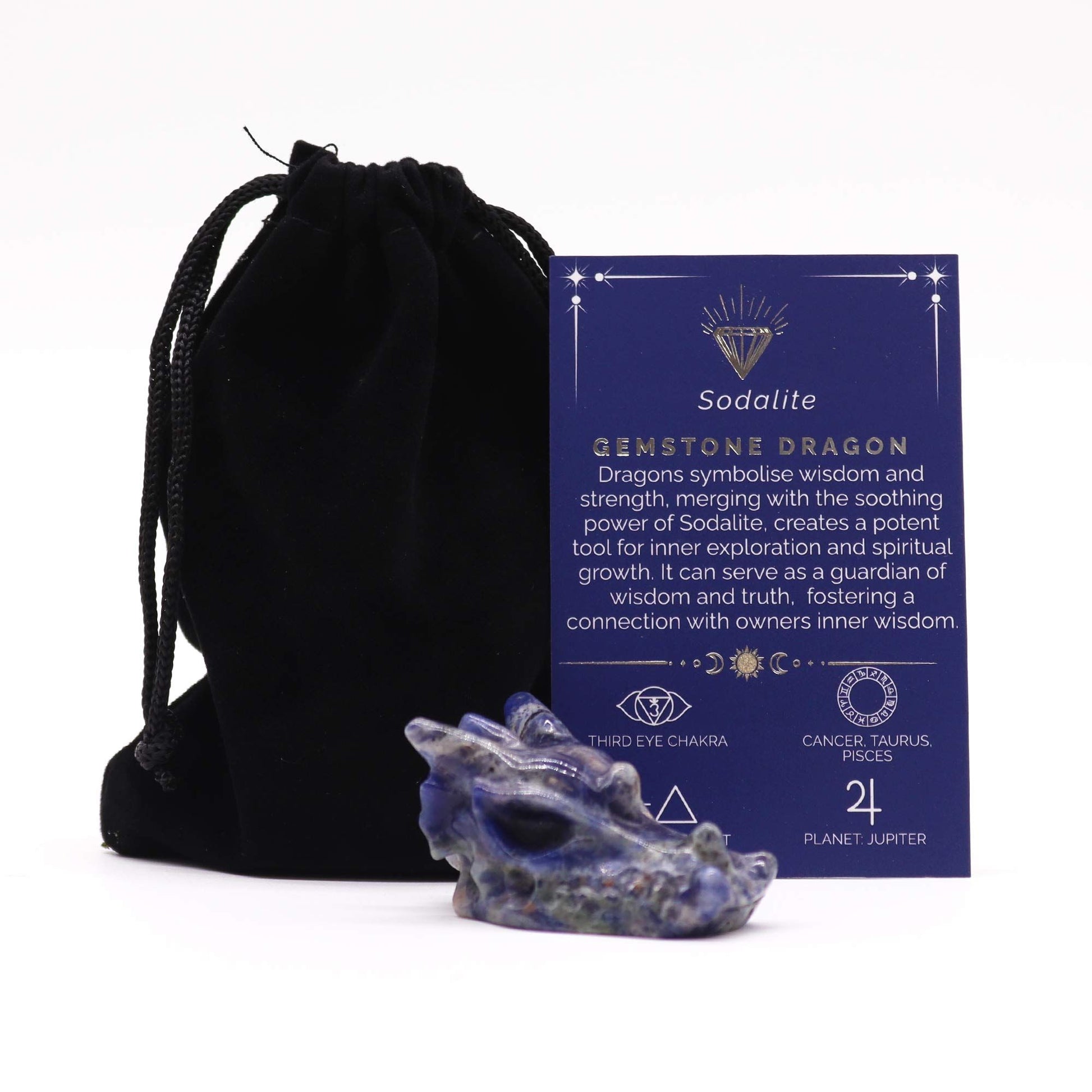Gemstone Small Dragon Head- Sodalite - Vivid Aromas UK