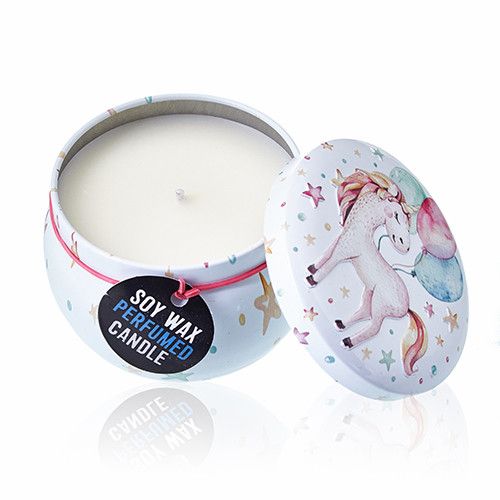 Art Tin Candle - Assorted Design - Unicorns - Moonstone - Vivid Aromas UK