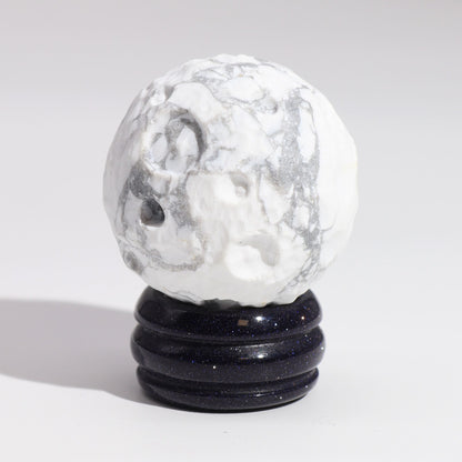 White Howlite Planet on a Sola Goldstone Stand (MOON) - Vivid Aromas UK