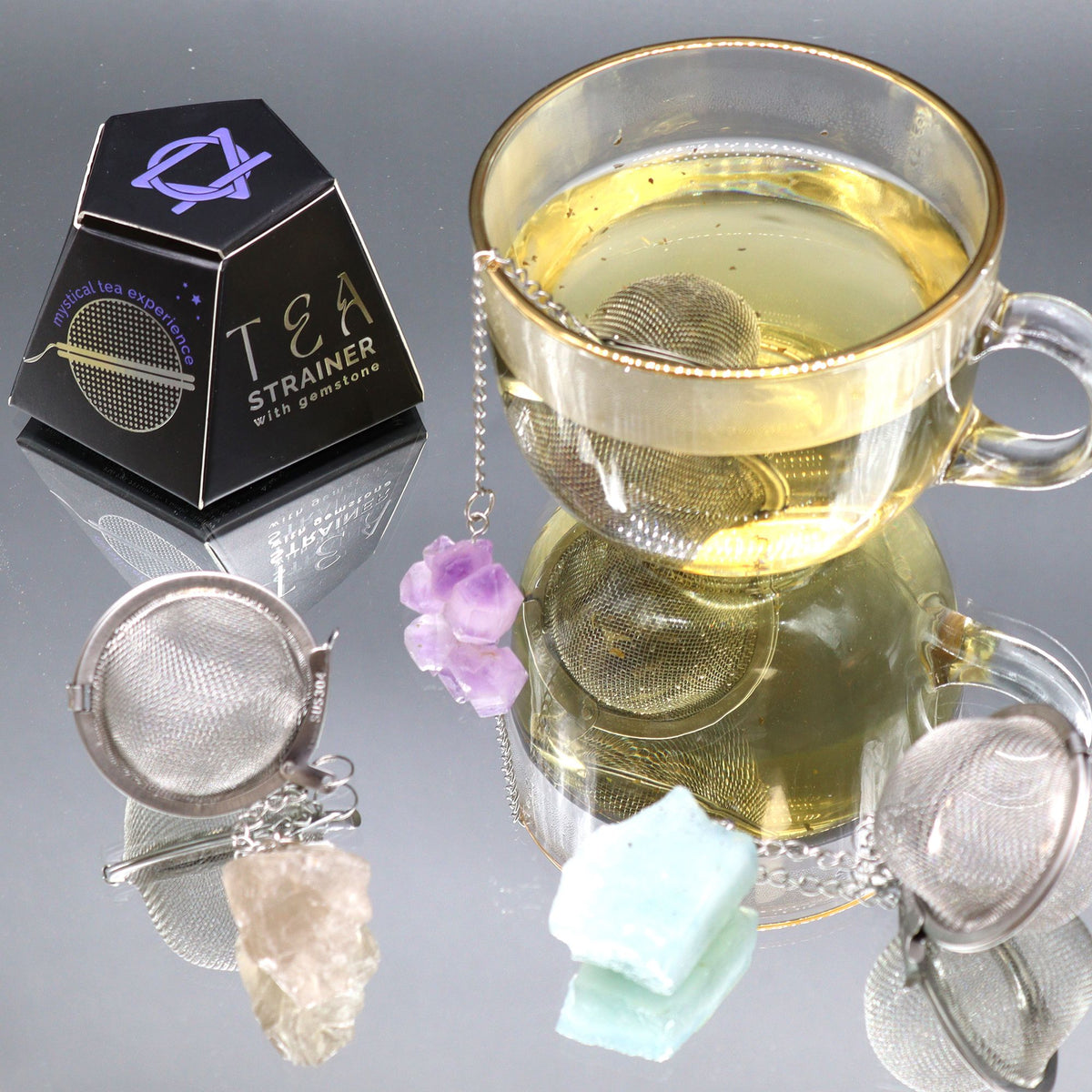 Raw Crystal Gemstone Tea Strainer - Black Obsidian - Vivid Aromas UK