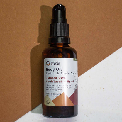 Organic Body Oil 50ml - Sandalwood & Myrrh - Vivid Aromas UK
