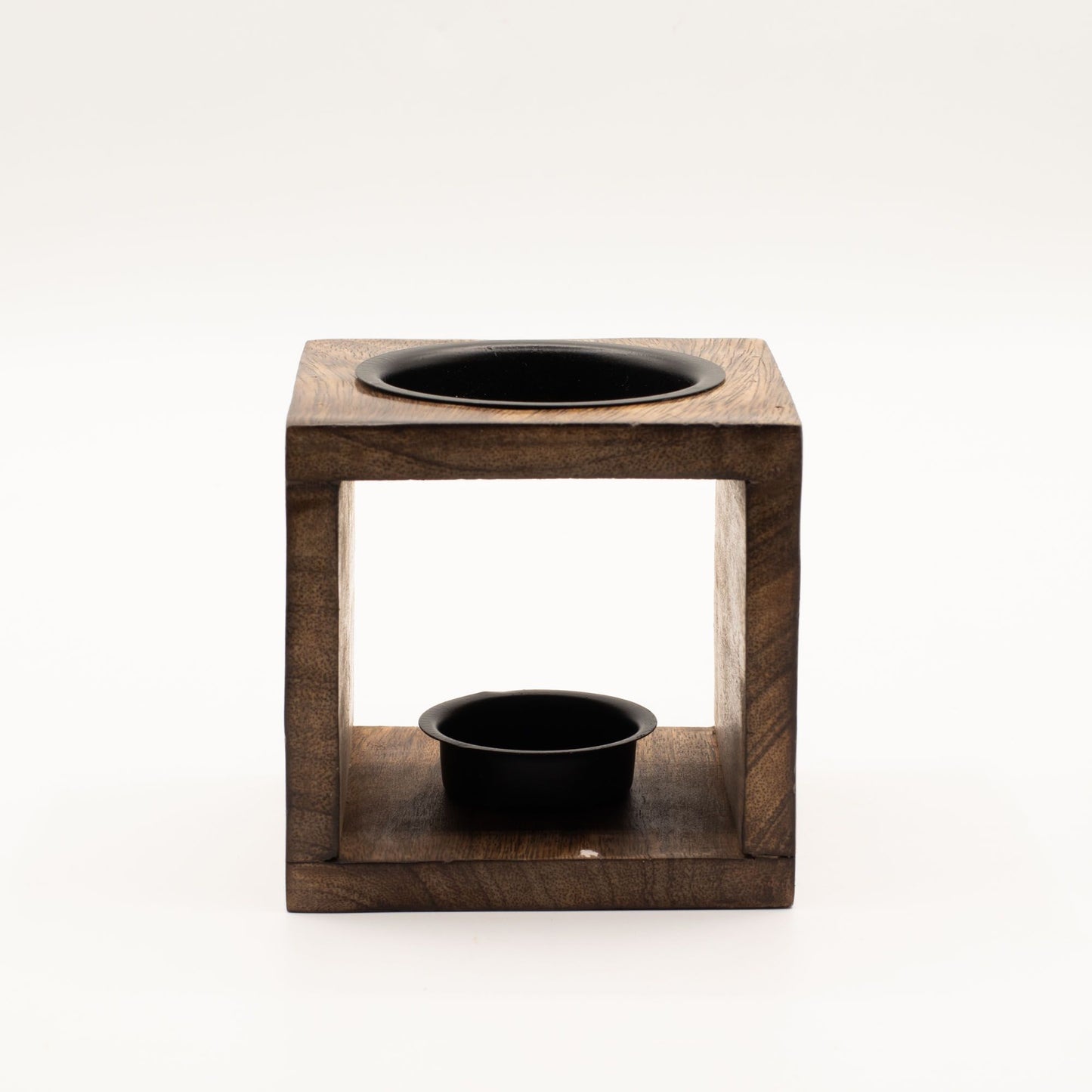 Square Mango Wood Oil Burner - Yin Yang - Vivid Aromas UK