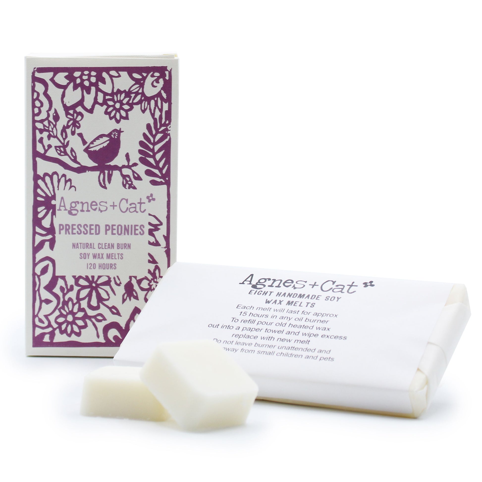 Agnes + Cat Box of 8 Wax Melts - Pressed Peonies - Vivid Aromas UK