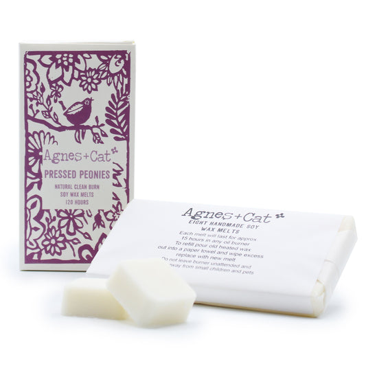 Agnes + Cat Box of 8 Wax Melts - Pressed Peonies - Vivid Aromas UK