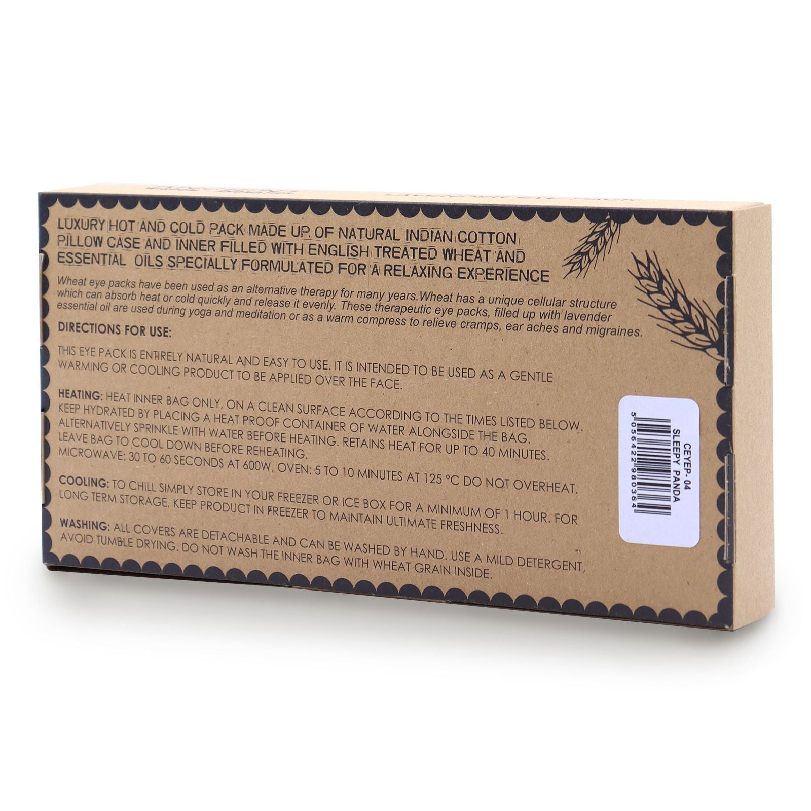 Lavender Natural Cotton and Juco Eye Pillow in Gift Box - Sleepy Panda - Vivid Aromas UK