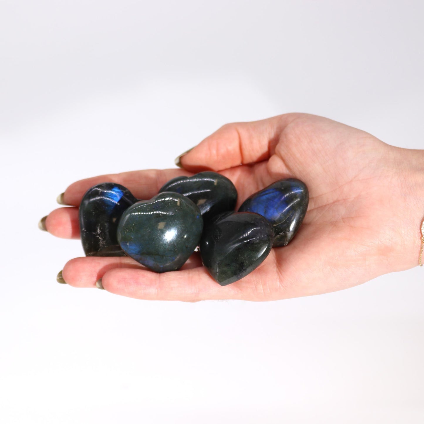 Madagascar Labradorite Hearts Stone (approx 25gm 40mm) - Vivid Aromas UK