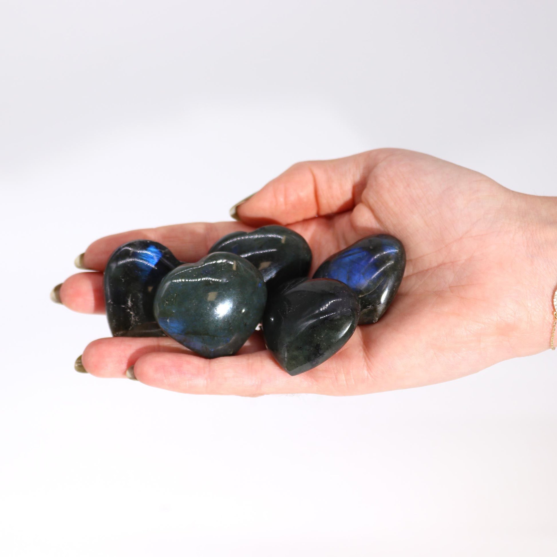 Madagascar Labradorite Hearts Stone (approx 25gm 40mm) - Vivid Aromas UK