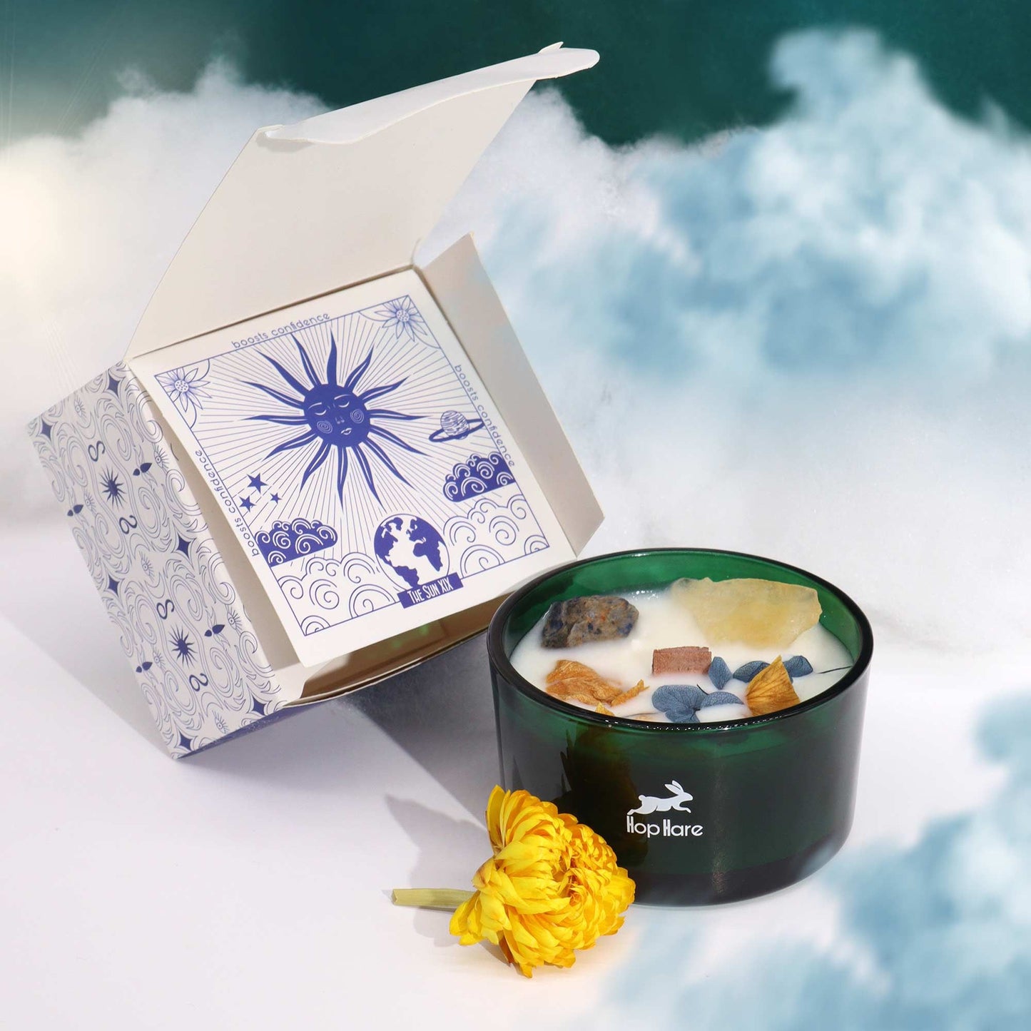 Hop Hare Crystal Magic Flower Candle - The Sun - Vivid Aromas UK