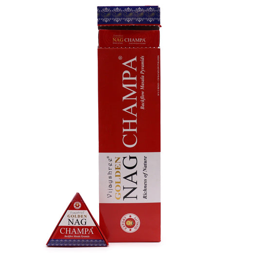 42g Jumbo Golden Nag - Champa Backflow Incense Cones - Vivid Aromas UK