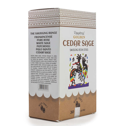 Golden Cedar Sage Smudging Resin Sticks – 30g - Vivid Aromas UK