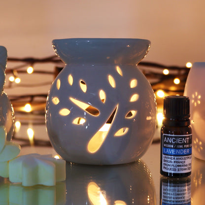 Lrg Classic White Oil Burner - Tree Cut-out - Vivid Aromas UK