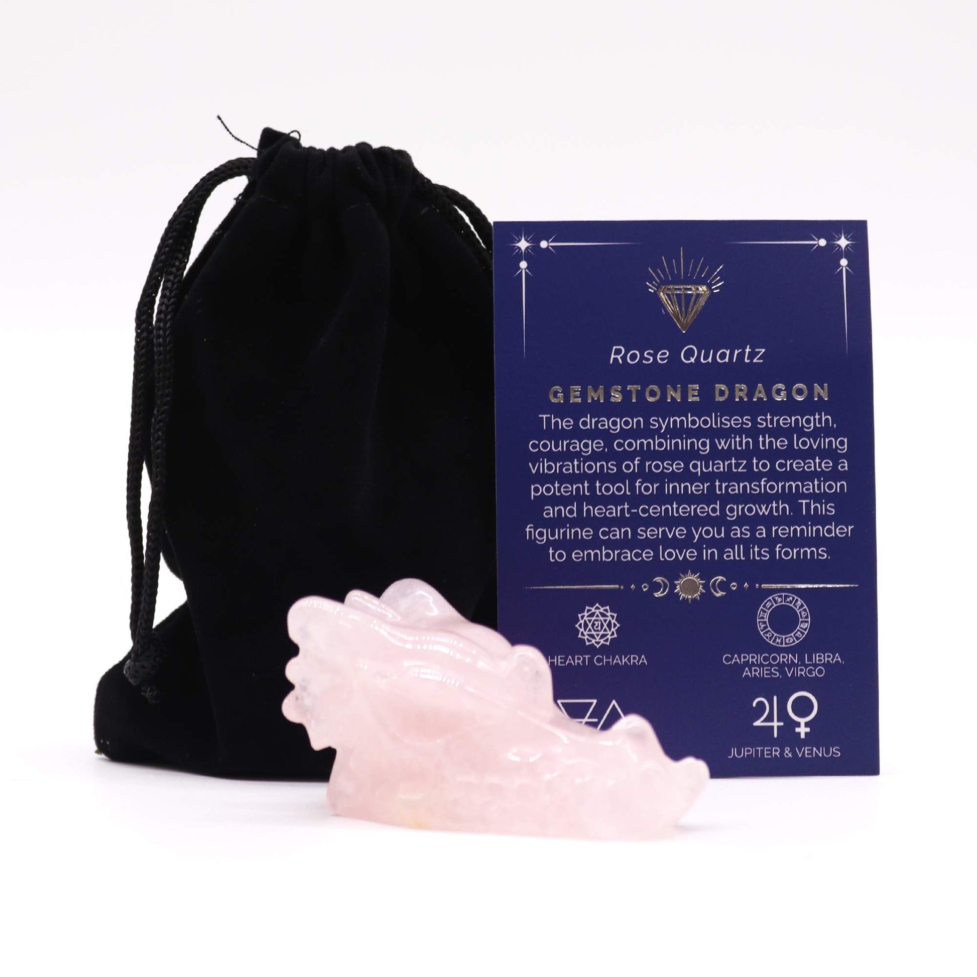 Gemstone Large Dragon Head- Rose Quartz - Vivid Aromas UK