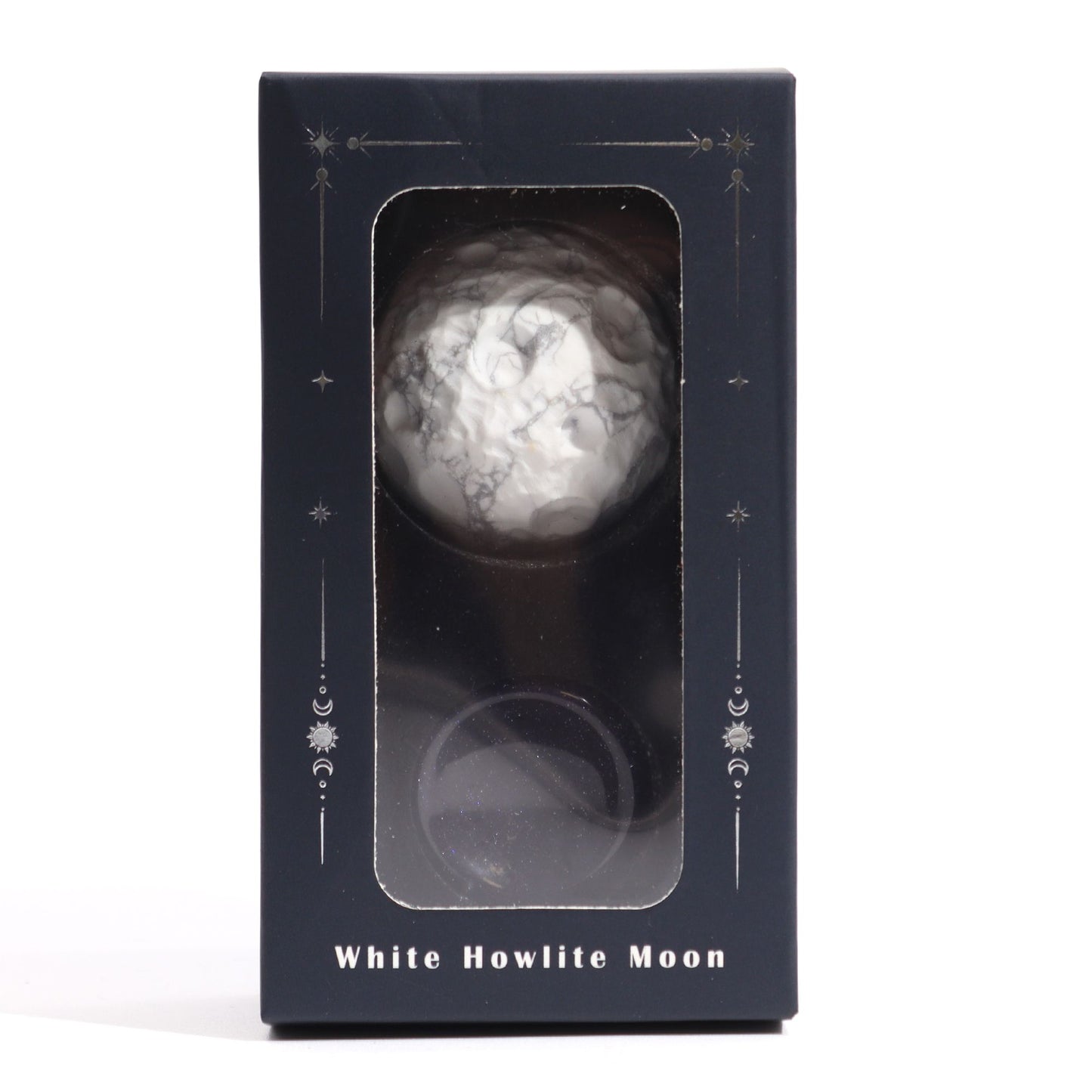 White Howlite Planet on a Sola Goldstone Stand (MOON) - Vivid Aromas UK