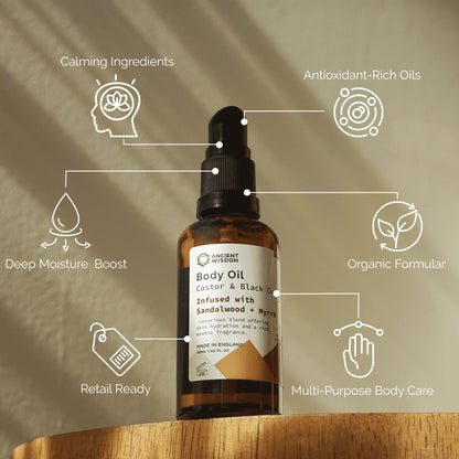 Organic Body Oil 50ml - Sandalwood & Myrrh - Vivid Aromas UK