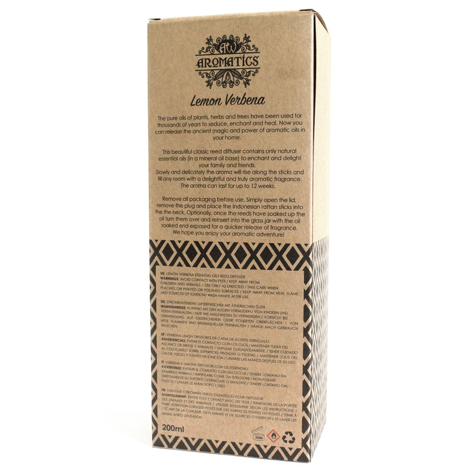 200ml Lemon Verbena Essential Oil Reed Diffuser - Vivid Aromas UK