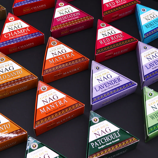 42g Jumbo Golden Nag - Benzoin Backflow Incense Cones - Vivid Aromas UK