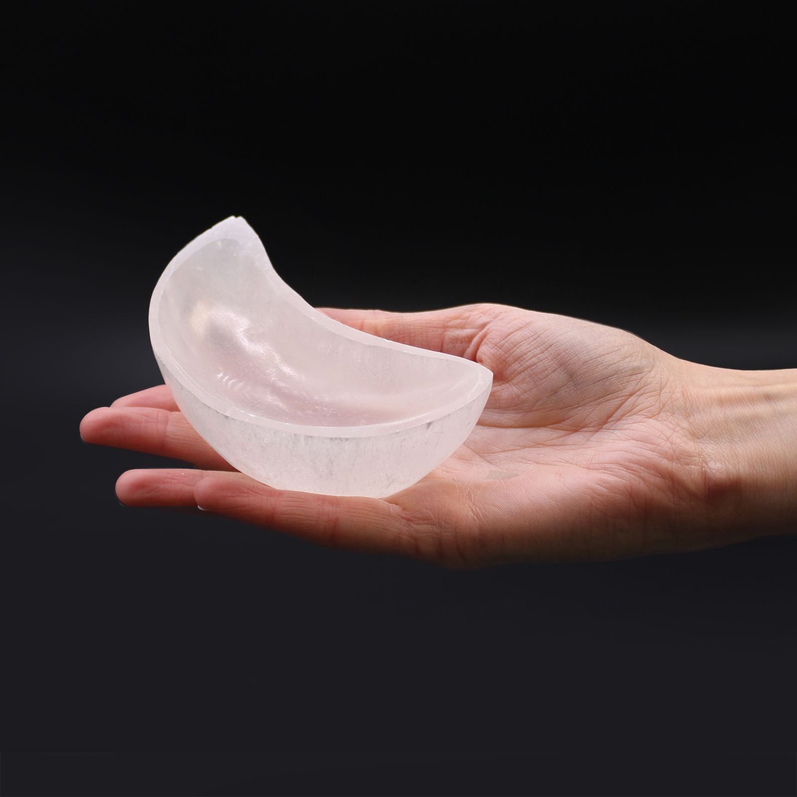 Selenite Moon Bowl - 10cm - Vivid Aromas UK