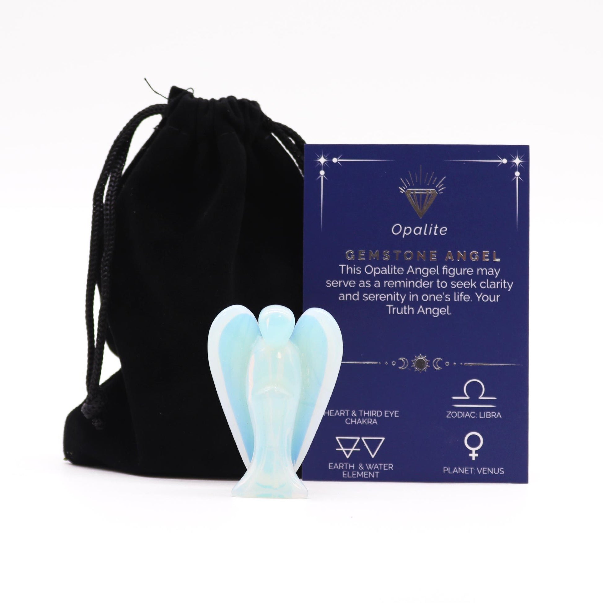 Hand Carved Gemstone Angel - Opalite - Vivid Aromas UK