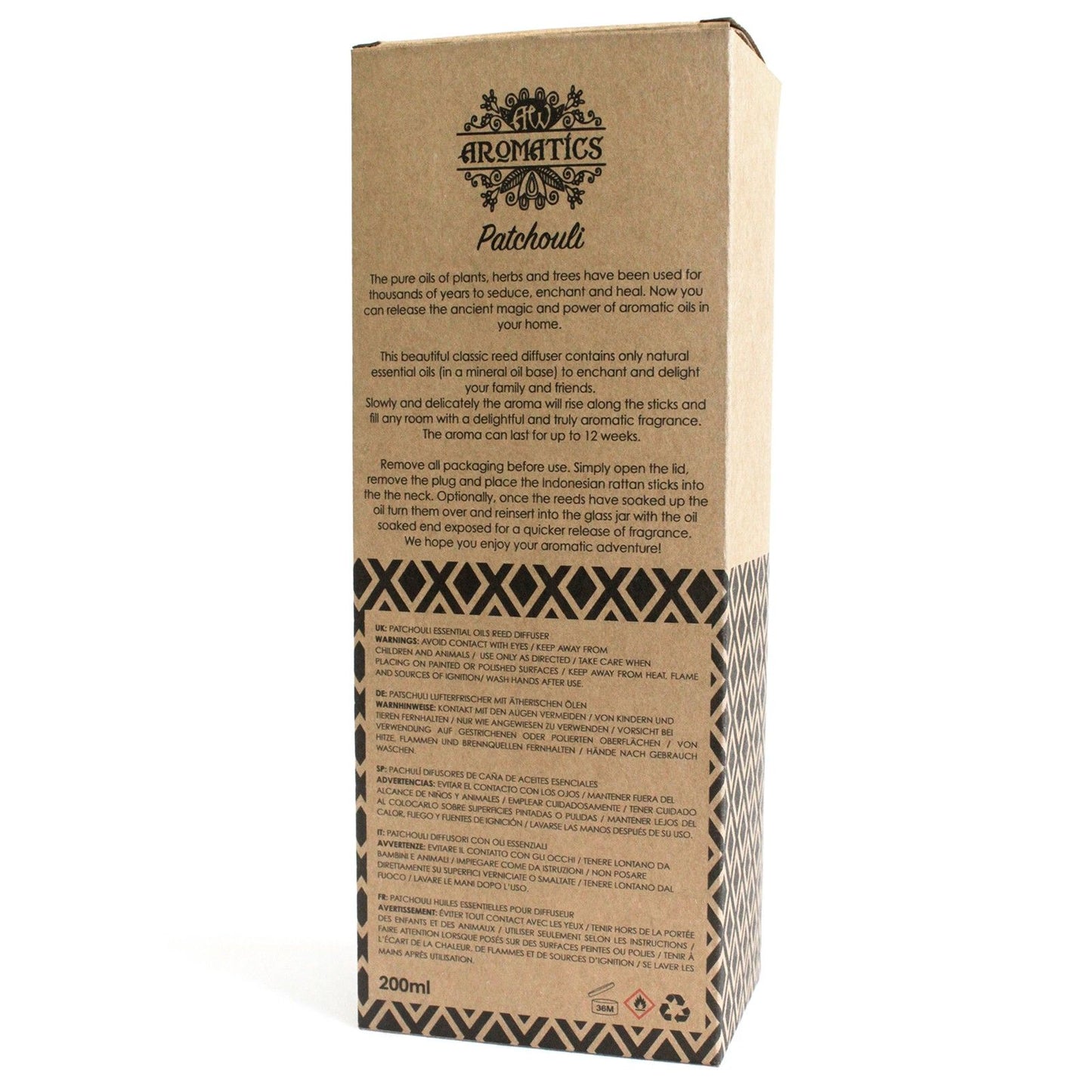 200ml Patchouli Essential Oil Reed Diffuser - Vivid Aromas UK