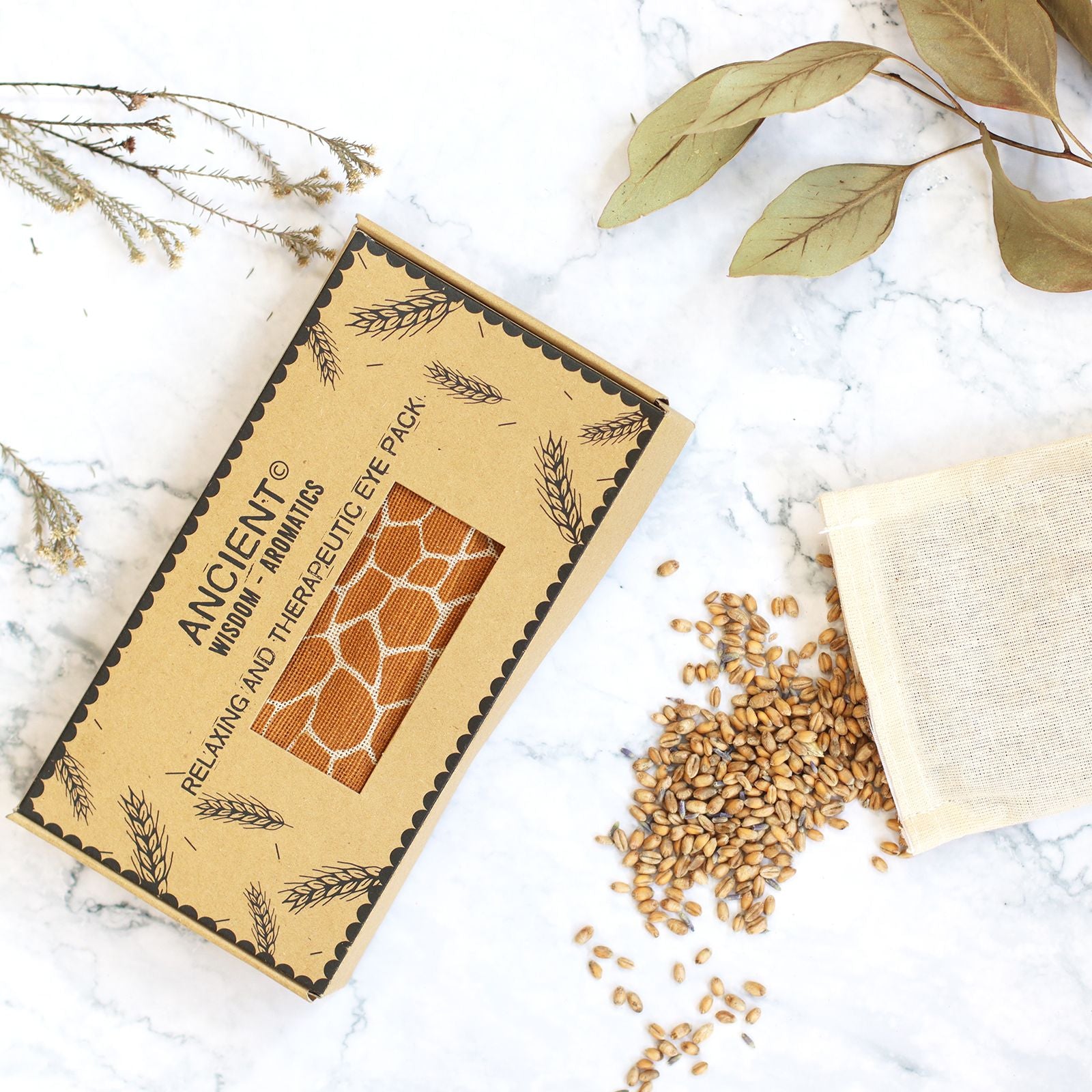 Lavender Natural Cotton and Juco Eye Pillow in Gift Box - Madagascar Giraffe - Vivid Aromas UK