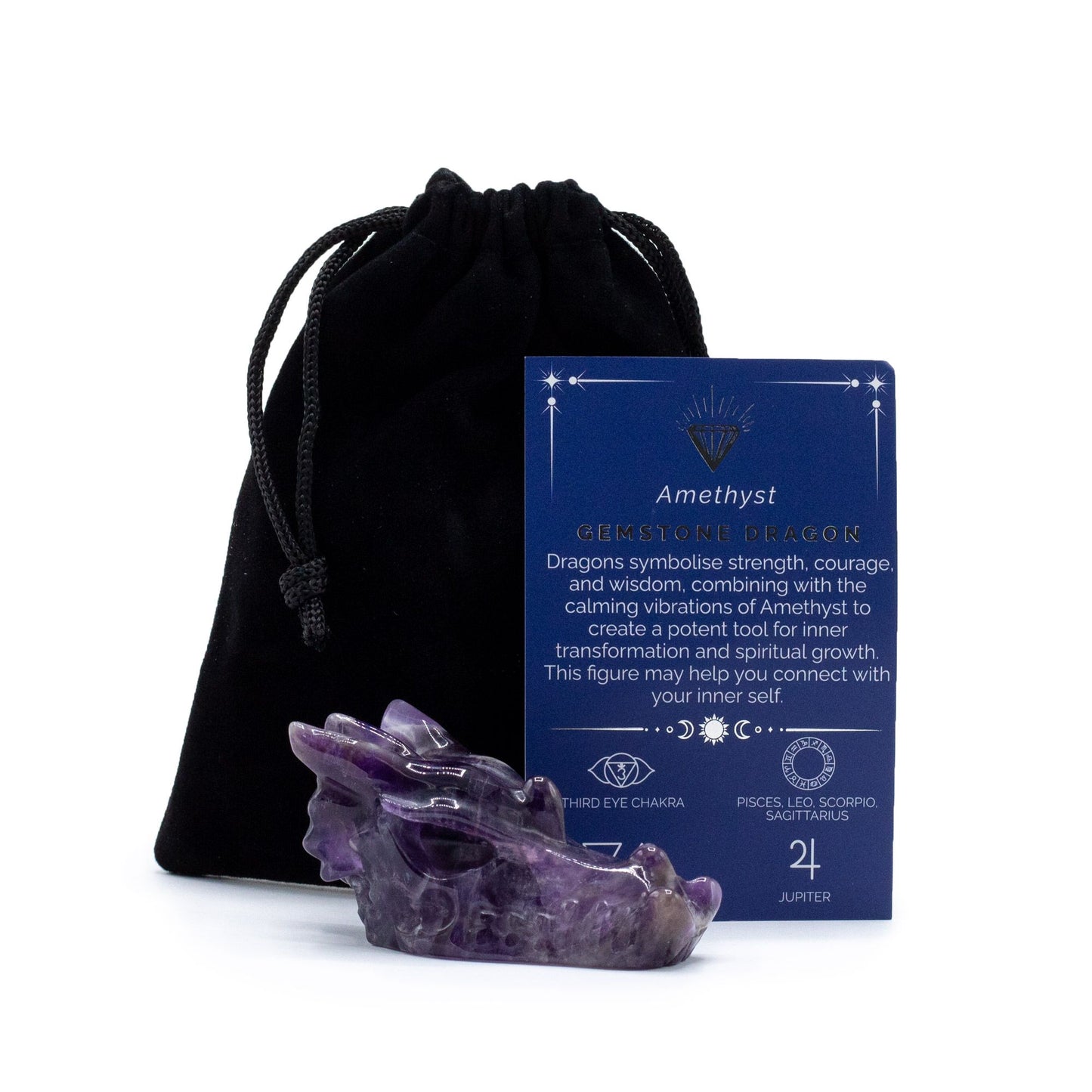 Gemstone Large Dragon Head- Amethyst - Vivid Aromas UK