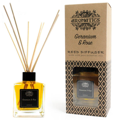200ml Geranium & Rose Essential Oil Reed Diffuser - Vivid Aromas UK
