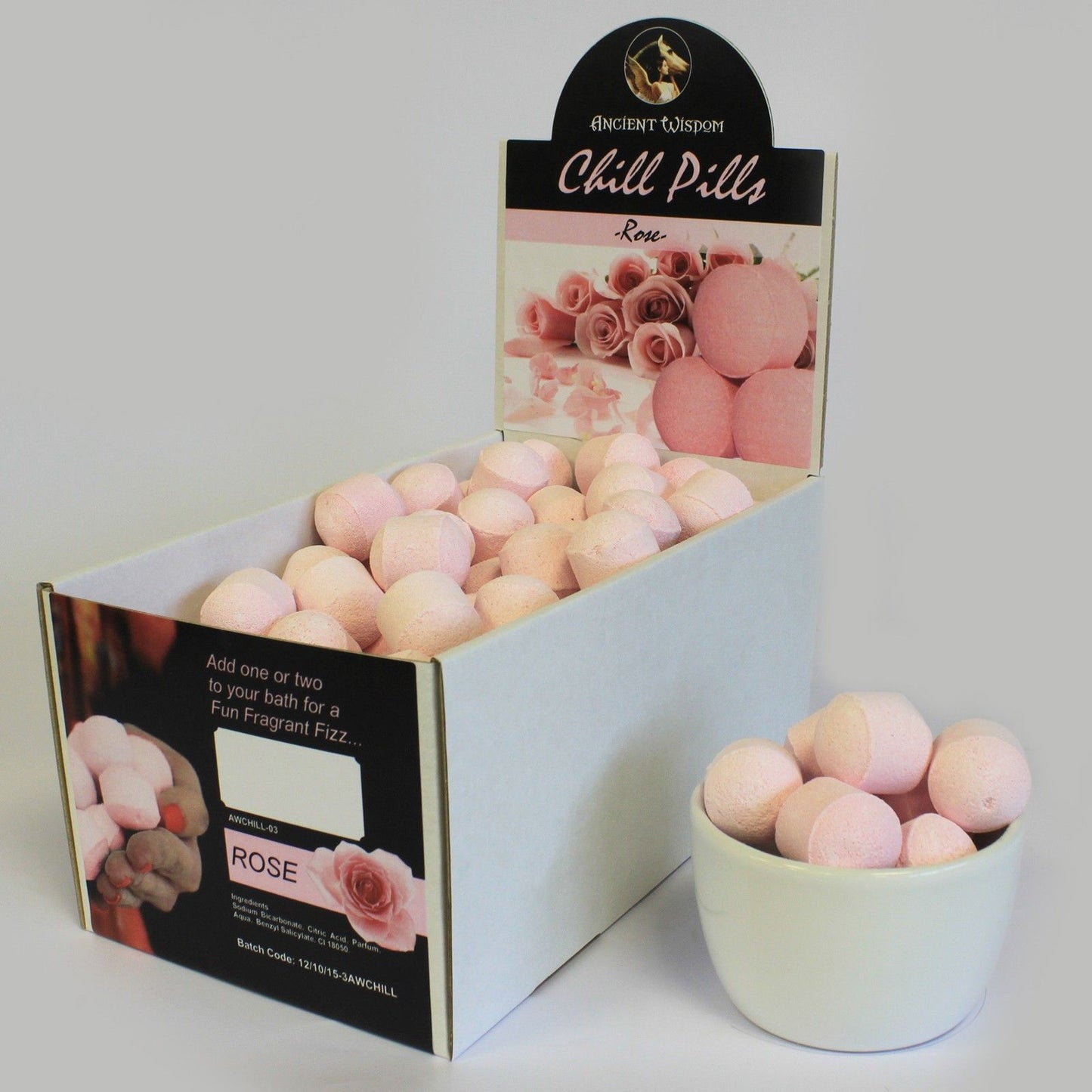 1.3Kg Box of Chill Pills (Mini Bath Bombs) - Rose - Vivid Aromas UK