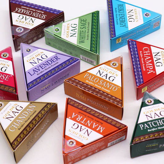 42g Jumbo Golden Nag - White Sage Backflow Incense Cones - Vivid Aromas UK