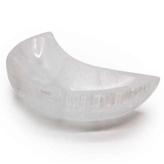 Selenite Moon Bowl - 15cm - Vivid Aromas UK