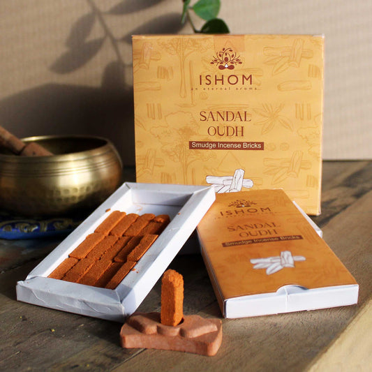 Pack of 15 Natural Incense Smudge Bricks and Burner - Sandal Wood - Vivid Aromas UK